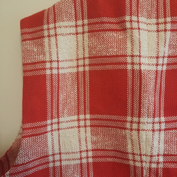 Zara Textured Waistcoat Vest Top Sleeveless Red White - Picture 14 of 14